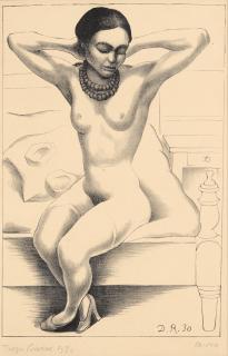 Diego Rivera - Desnudo sentado con brazos levantados