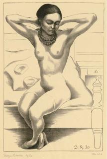 Diego Rivera - Desnudo Sentado Con Brazos Levantados