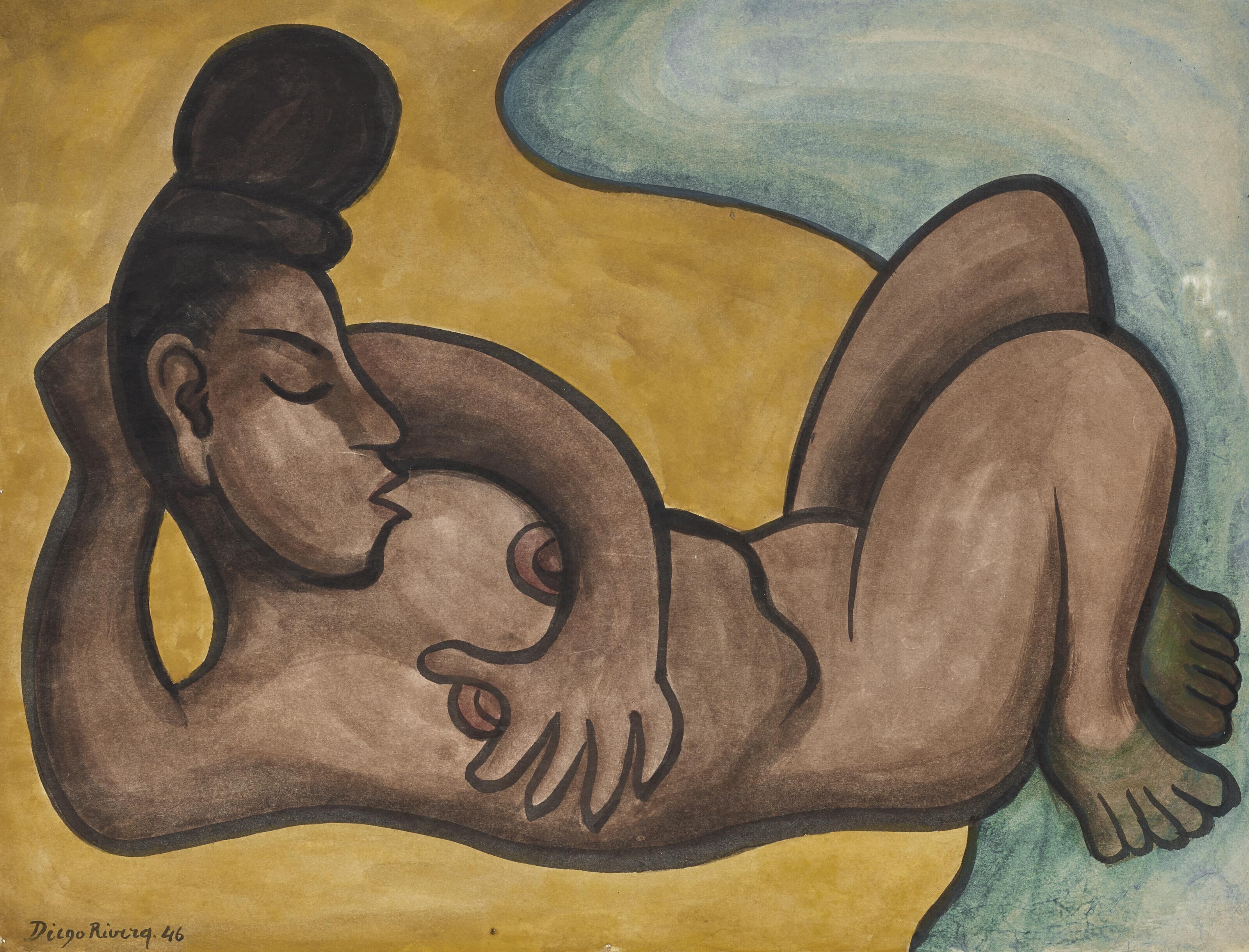 Diego Rivera - La bañista en el río (Juchitán, Oaxaca)