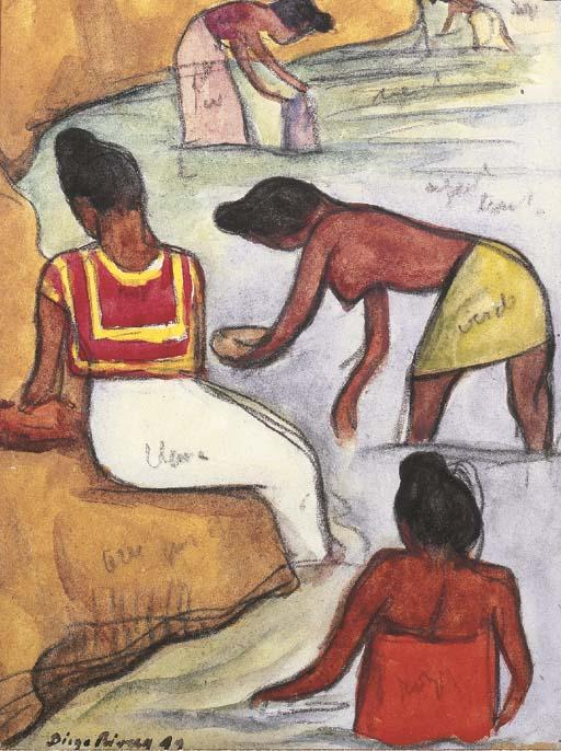 Diego Rivera - Mujeres bañandose en el río