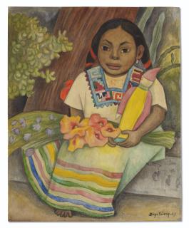 Diego Rivera - Niña Sentada Con Flores