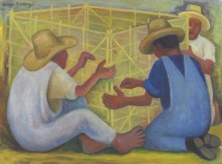 Diego Rivera - Tres hombres construyendo un huacal (also known as Tres hombres trabajando)