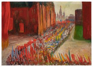 Diego Rivera - Vista Del Desfile Conmemorativo De La Revolución De Octubre En Pro De La Paz, Moscú, 7 De Octubre 1955