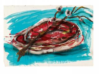 Dieter Krieg - Ohne Titel (Kotelett mit Blütenzweig)