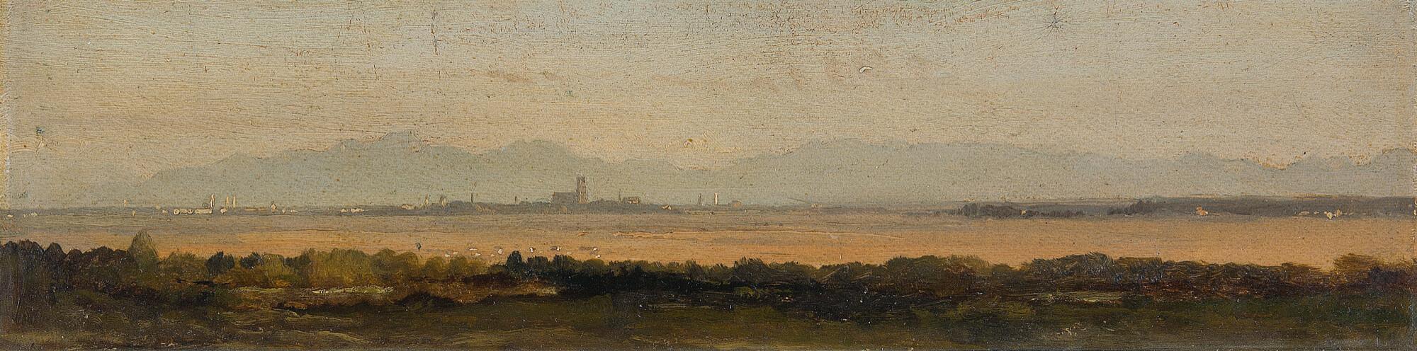 Dietrich Langko - Blick von der Terrasse des Dachauer Schlosses auf München mit