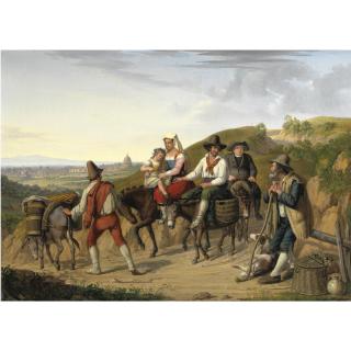 Dietrich Wilhelm Lindau - Contadini Ciociari Con Veduta Di Roma In Lontananza