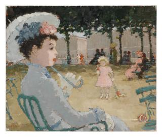 Dietz Edzard - Femme et enfant au jardin des Tuileries