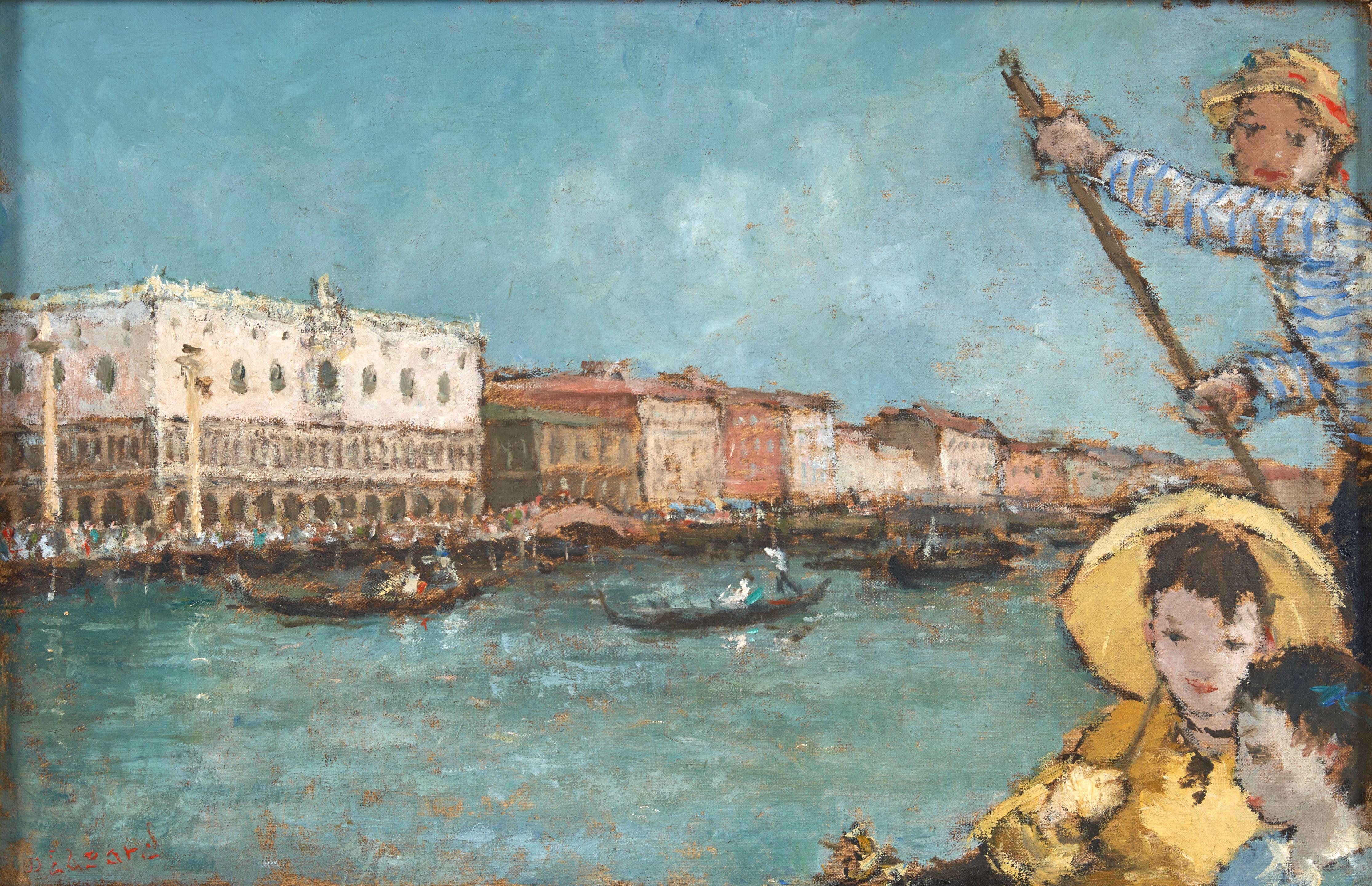 Dietz Edzard - Promenade en gondole framed 45.0 x 58.5 x 7.5 cm (17 3/4 x 23 x 3 in).