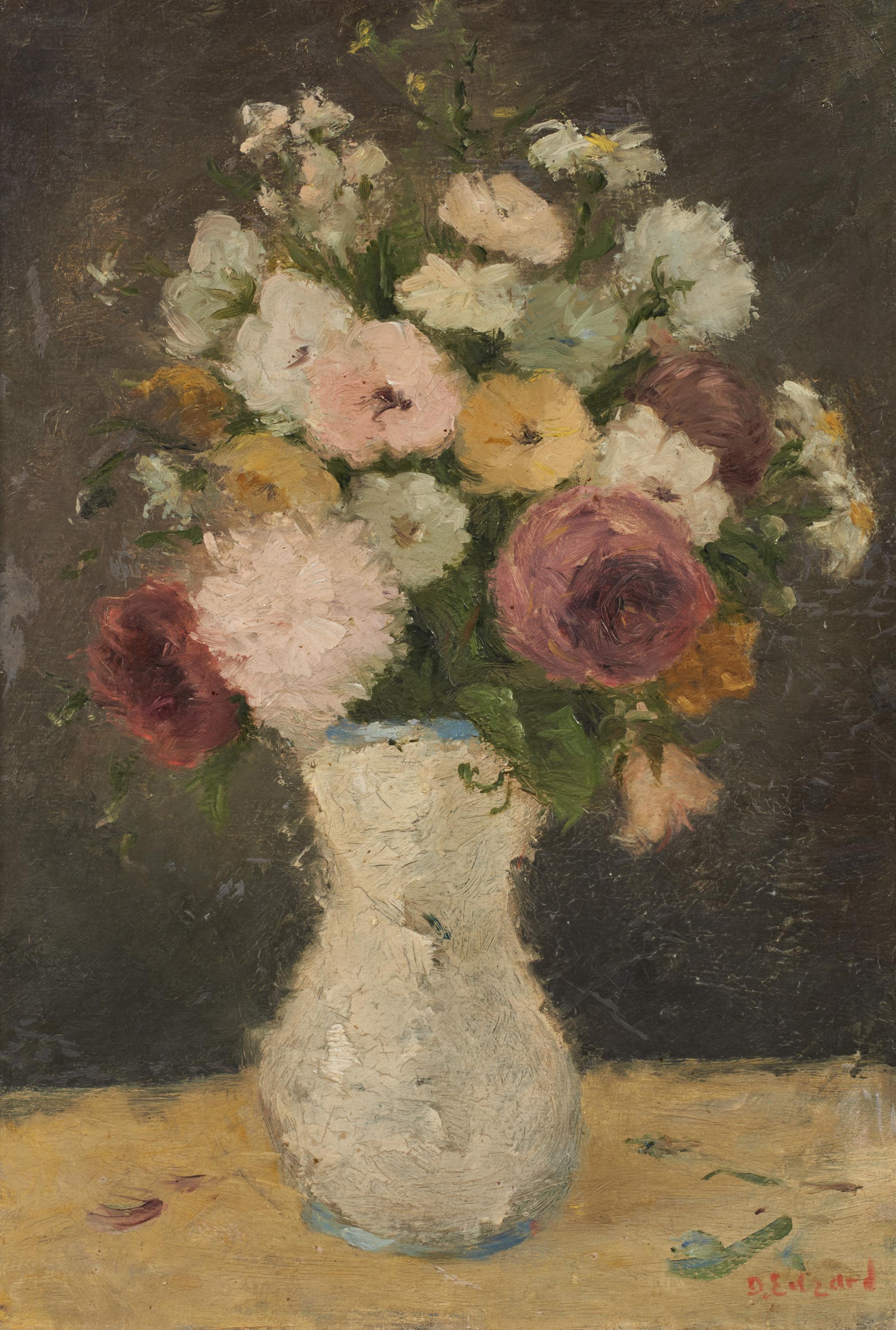 Dietz Edzard - Stillleben mit Rosen und Nelken.