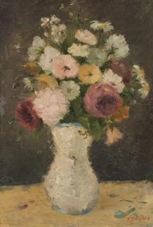Dietz Edzard - Stillleben mit Rosen und Nelken.
