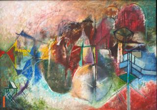 Dimitri Hadzi - Safe Haven 60 x 85 in. (152.4 x 215.9 cm) framed 61 1/2 x 86 1/2 in.