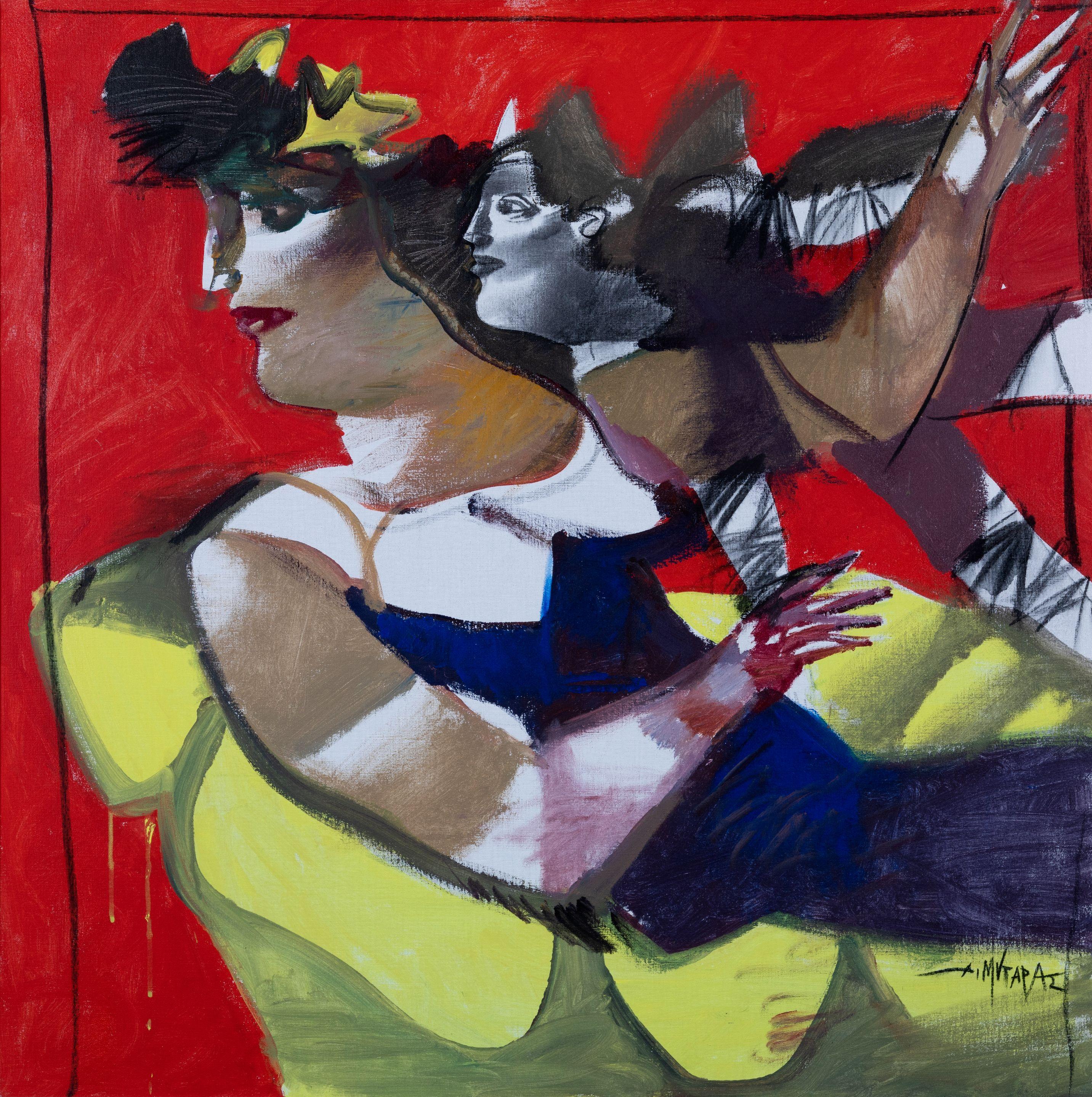 Dimitris Mytaras - Femmes sur fond rouge