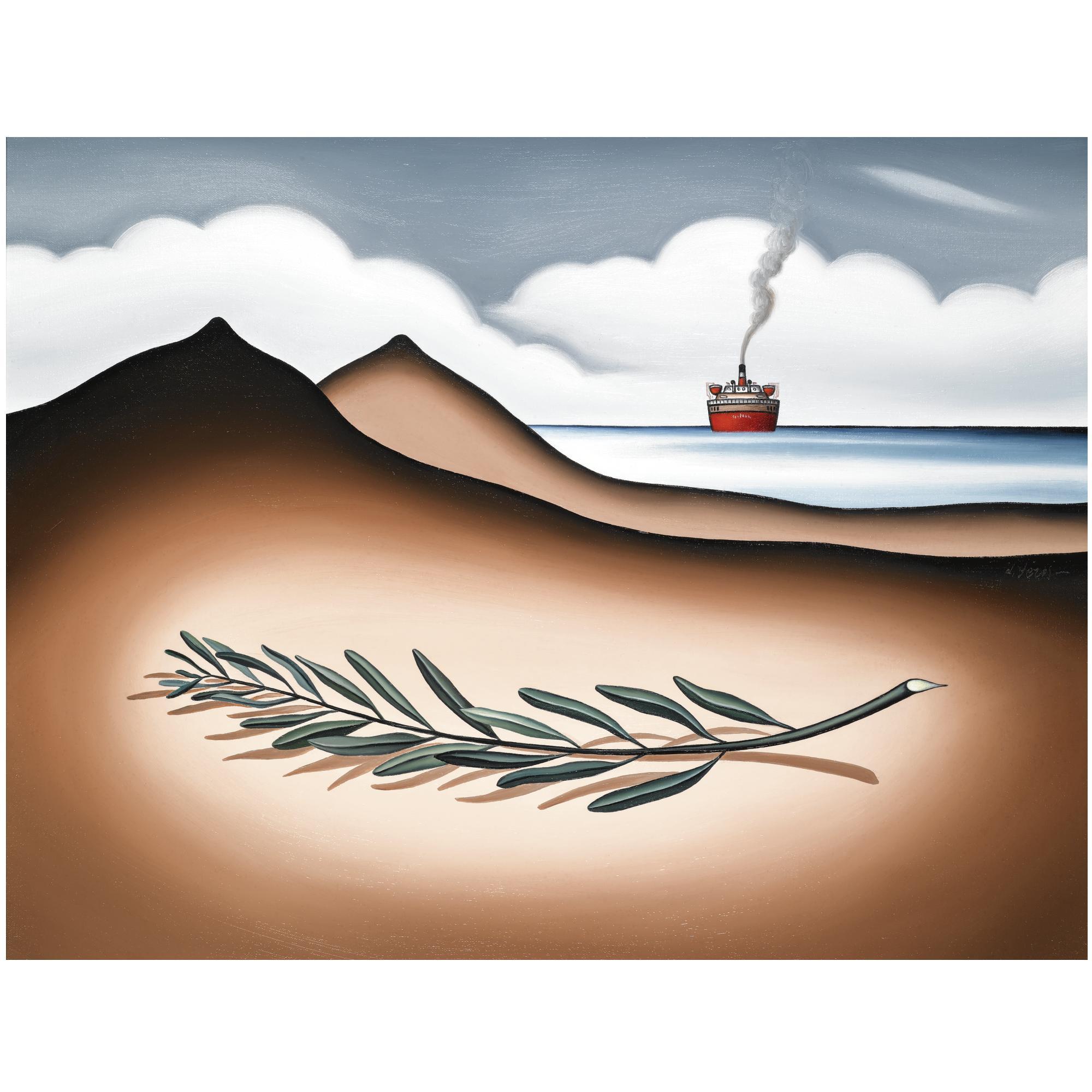 Dimitris Yeros - Greek Boat, Nude And Olive Branch