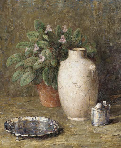 Dines Carlsen - Still Life with Jar and Silver Pieces