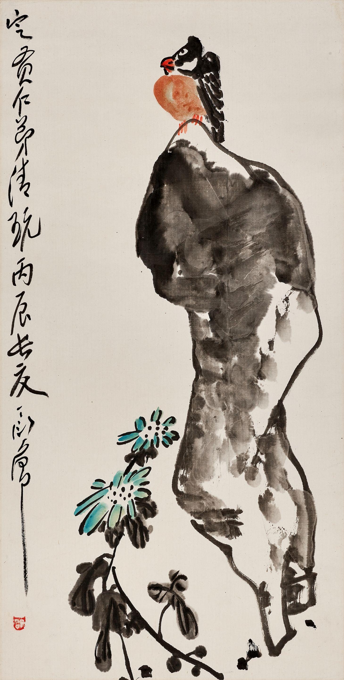 Ding Yanyong - Bird and Chrysanthemum, 1976