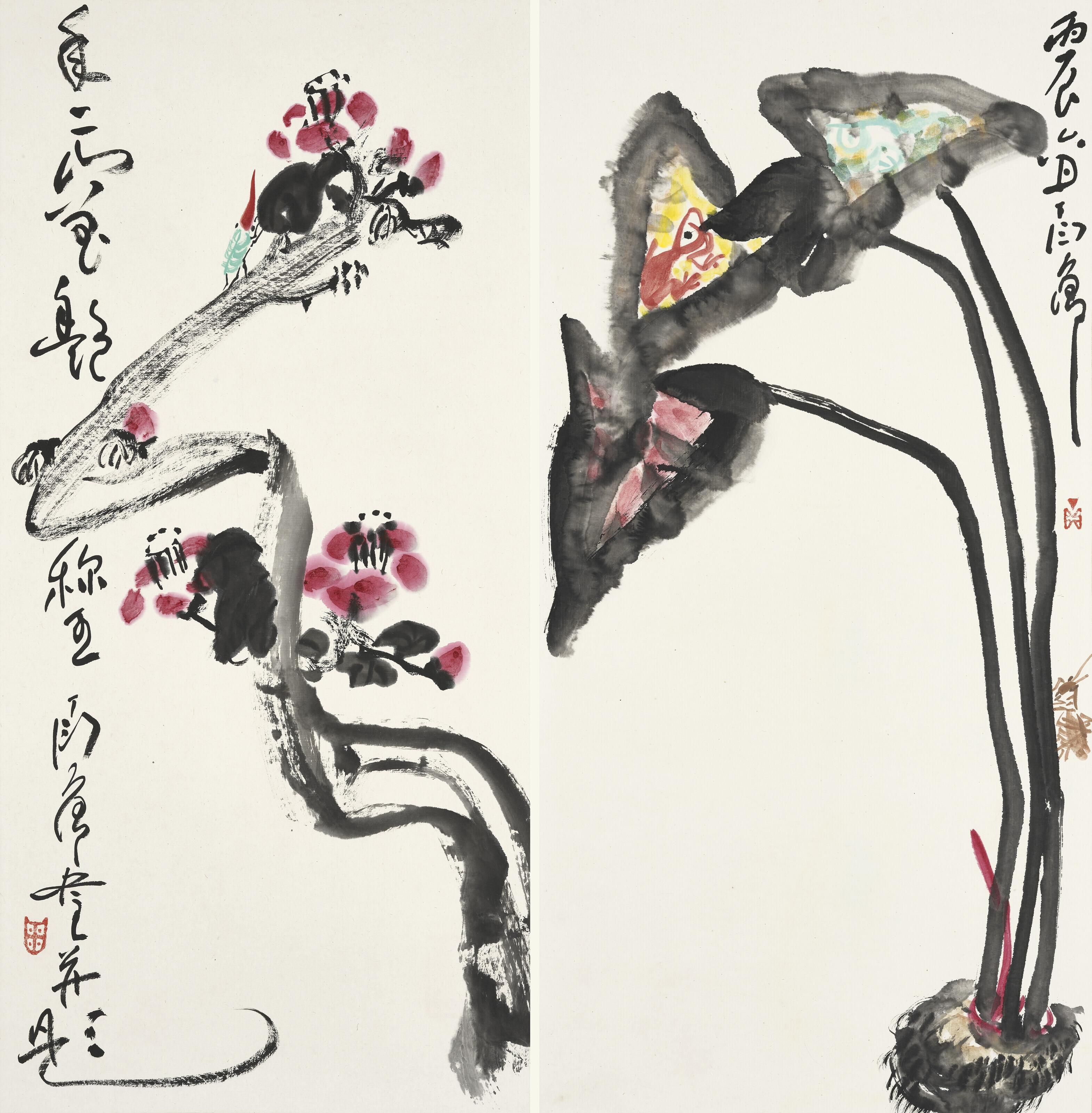 Ding Yanyong - Camellia / Taro Leaves and Insects