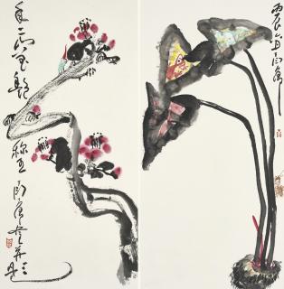 Ding Yanyong - Camellia / Taro Leaves and Insects