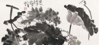 Ding Yanyong - Lotus With Bird