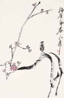 Ding Yanyong - Plum Blossoms and Sparrow