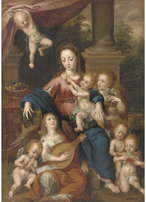 Dirck de Quade van Ravesteyn - The Virgin And Child With Angels Making Music
