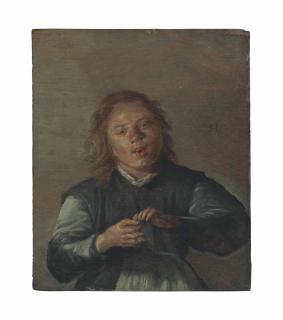 Dirck Hals - A Boy Singing And Playing The Clapper