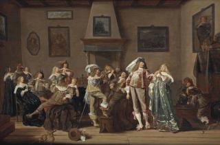 Dirck Hals - A merry company making music and drinking in an interior