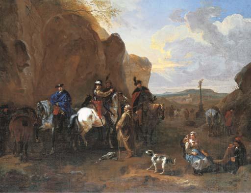 Dirck Maas - Cossacks on horseback asking a hermit for directions