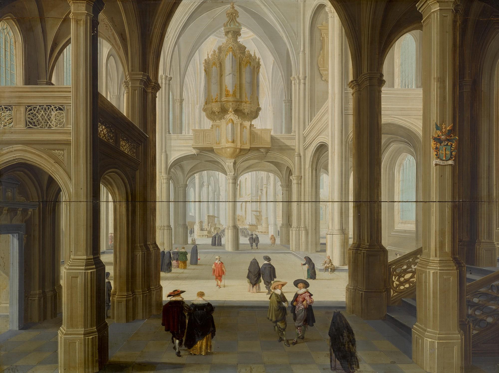 Dirck Van Delen - An Imaginary Church Interior, With A Large Pipe Organ