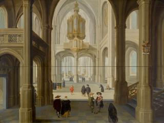 Dirck Van Delen - An Imaginary Church Interior, With A Large Pipe Organ