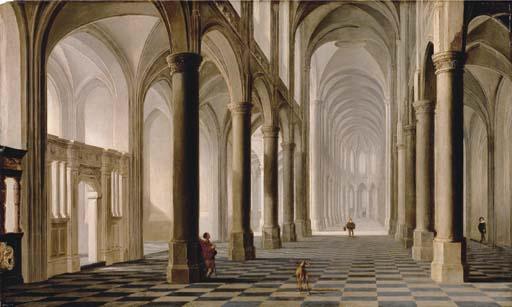 Dirck van Delen - The interior of a church with figures