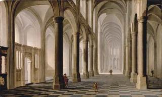 Dirck van Delen - The interior of a church with figures