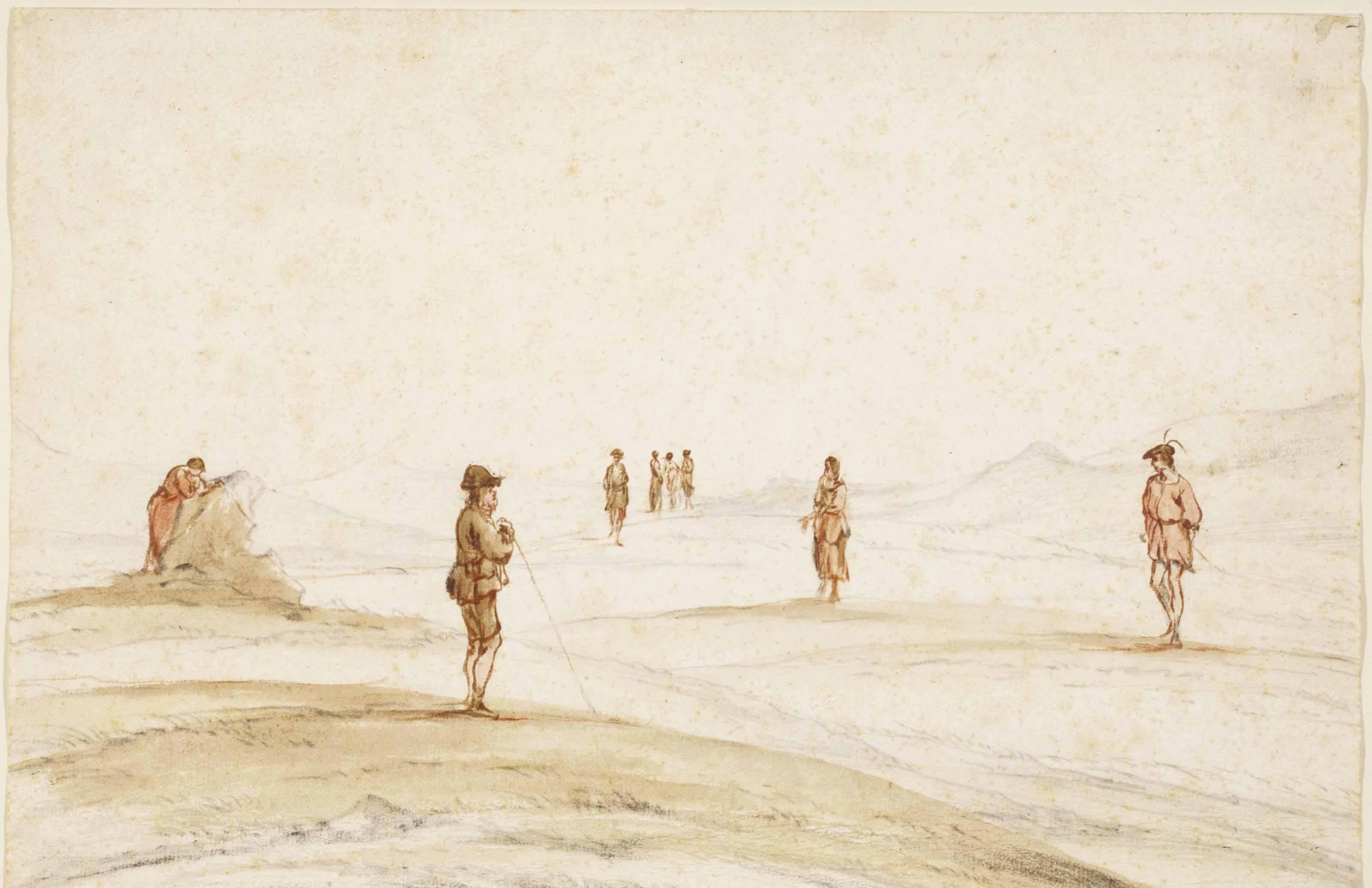 Dirck van der Lisse - Figures On A Beach