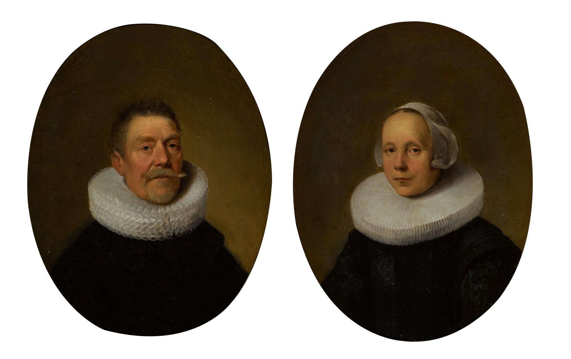 Dirck Van Der Lisse - Portrait Of A Gentleman; And Portrait Of A Lady