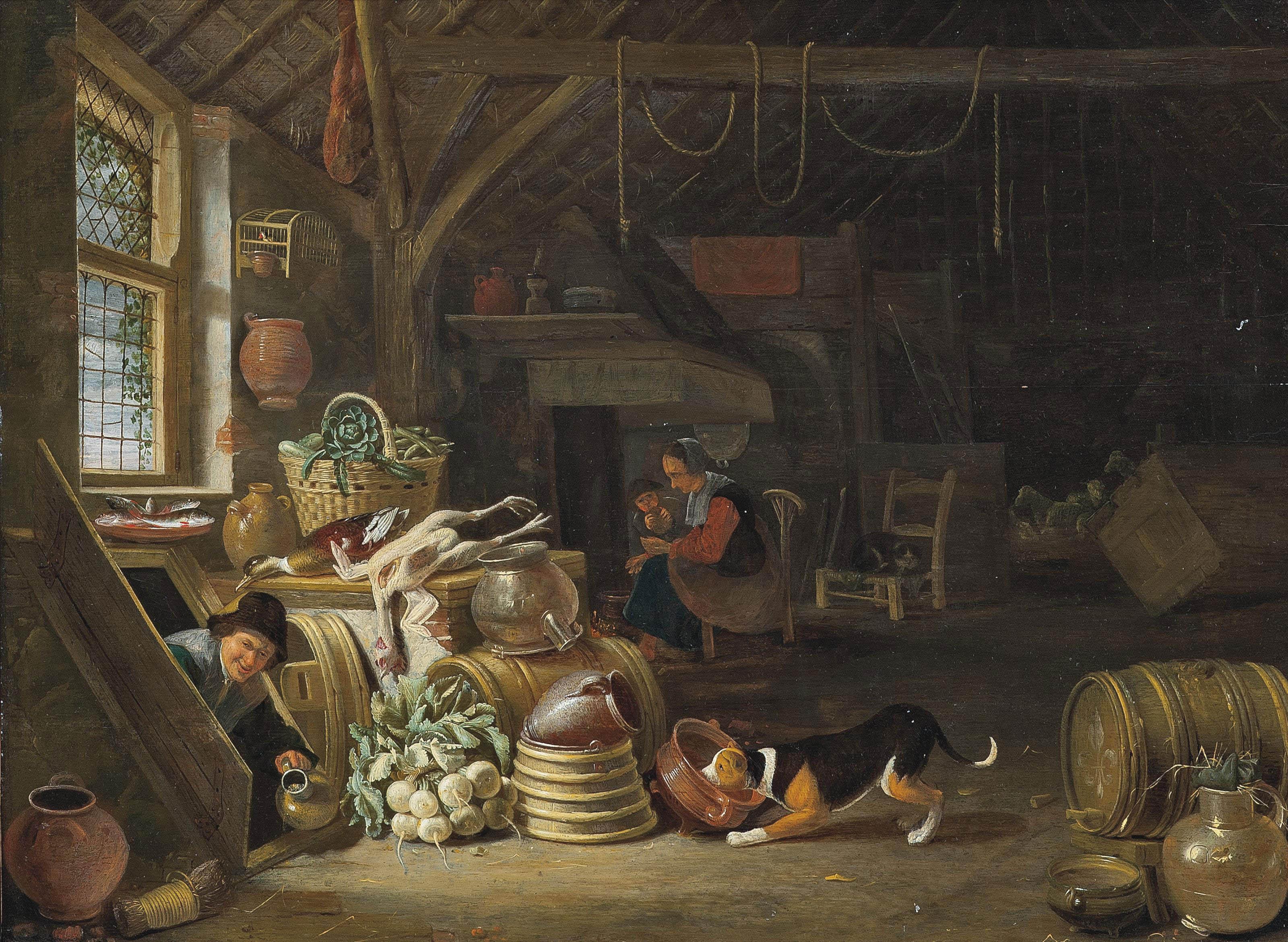 Dirck Wijntrack - A kitchen interior