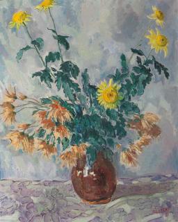 Dirk Filarski - A still life with flowers in a vase