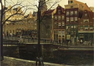 Dirk Johannes Van Haaren - Gezicht op de Korte Prinsengracht bij de Haarlemmerstraat