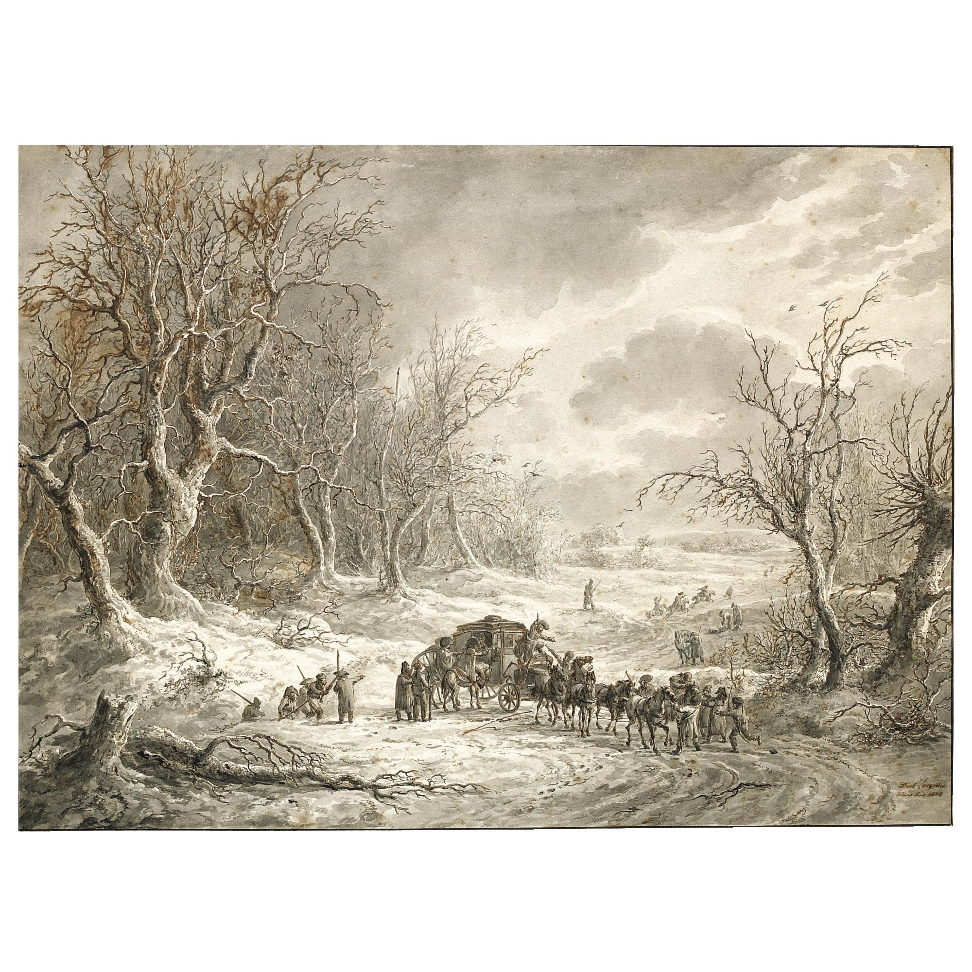 Dirk Langendijk - A Stage Coach Held Up By Bandits