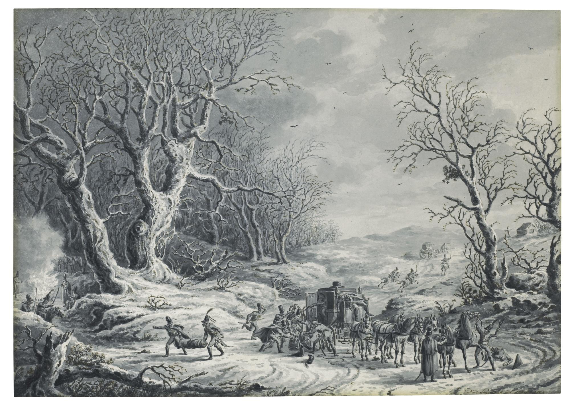 Dirk Langendijk - Hungarian Hussars Attacking French Diplomats Outside Rastatt, 28 April 1799