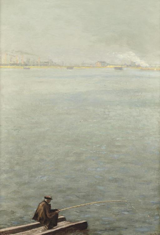 Dirk Nijland - Angler on the river Maas, Rotterdam