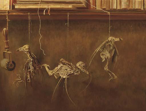 Dirk Nijland - Stilleven Met Vogelskeletjes - A Still Life With Bird\'S Skeletons