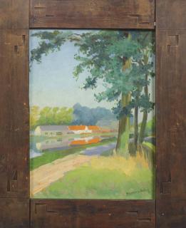 Dirk Smorenberg - Landscape with houses near a canal