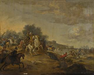 Dirk Stoop - Battle Scene In A River Landscape