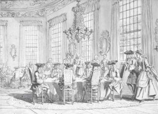 Dirk Van Der Laen - Une assemblée de gens de qualité attablés dans un intérieur