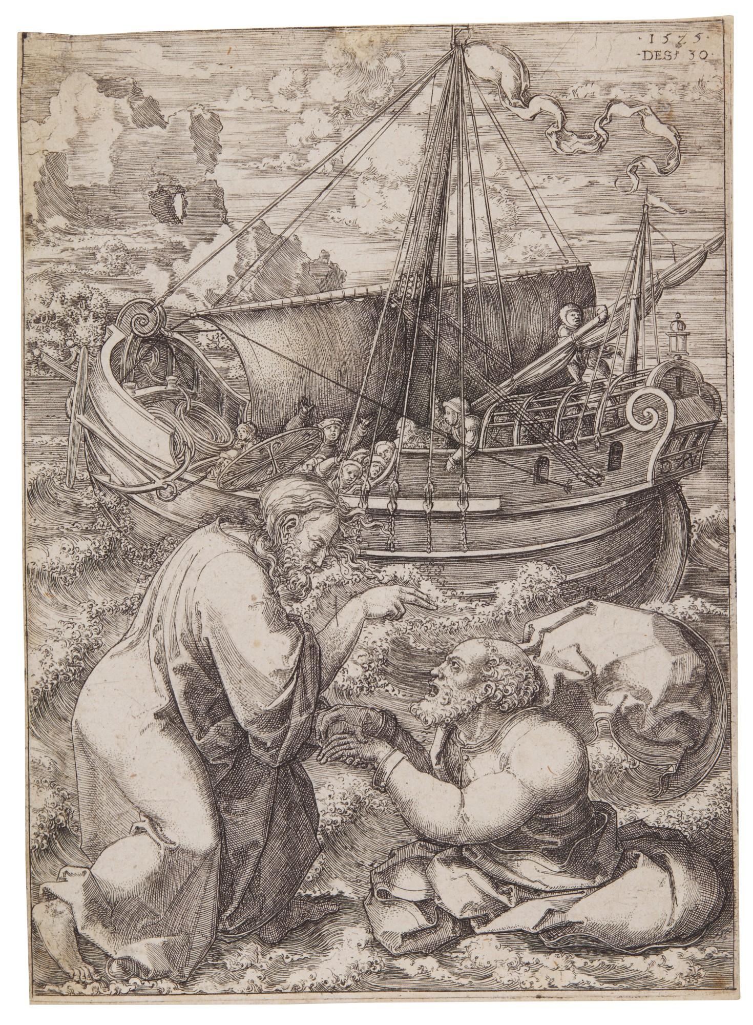 Dirk Vellert - Christ Walking on the Water; and The Temptation of Christ (Hollstein 4, 5)