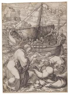 Dirk Vellert - Christ Walking on the Water; and The Temptation of Christ (Hollstein 4, 5)