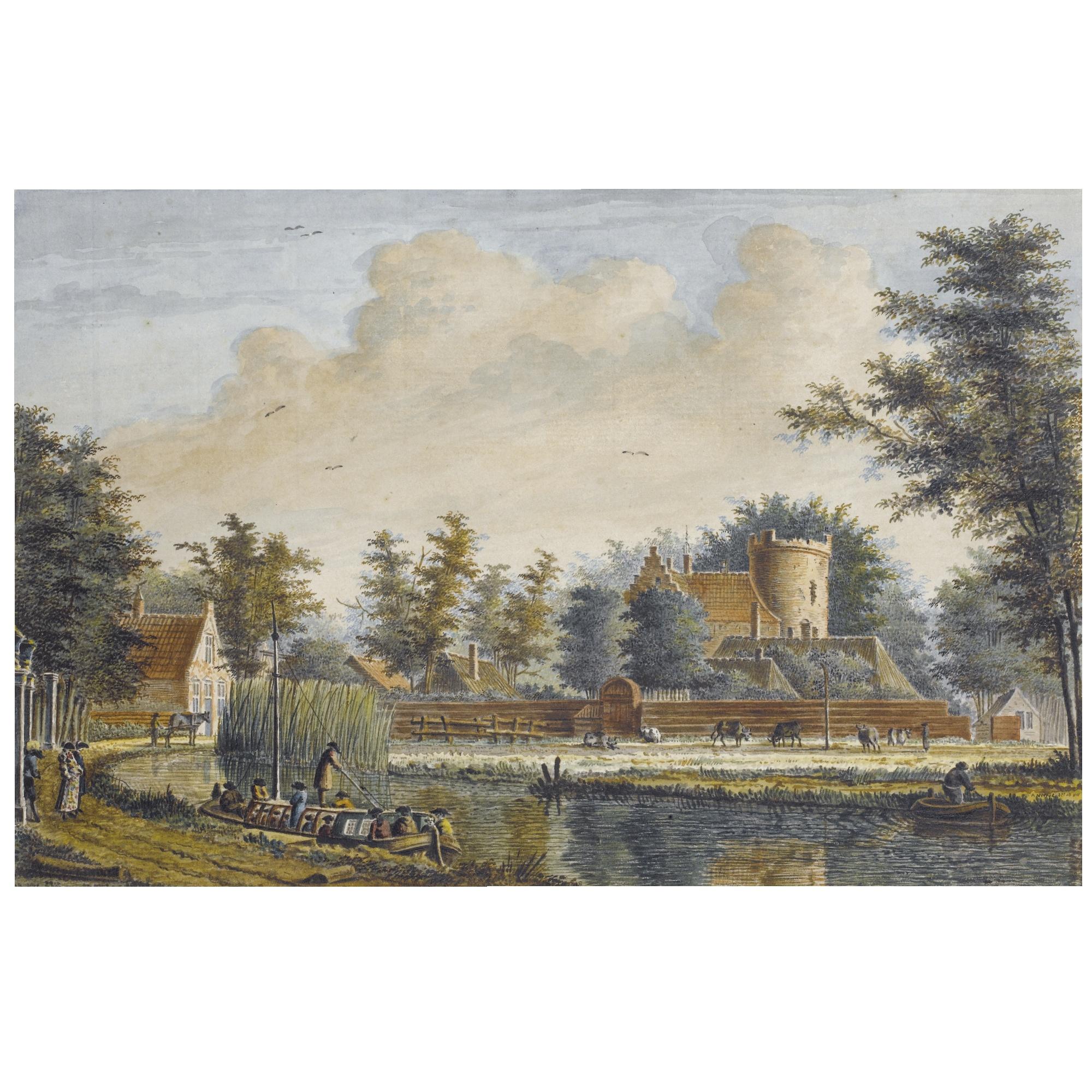 Dirk Verrijk - A Pair Of Views Of The Castle Of Loenersloot