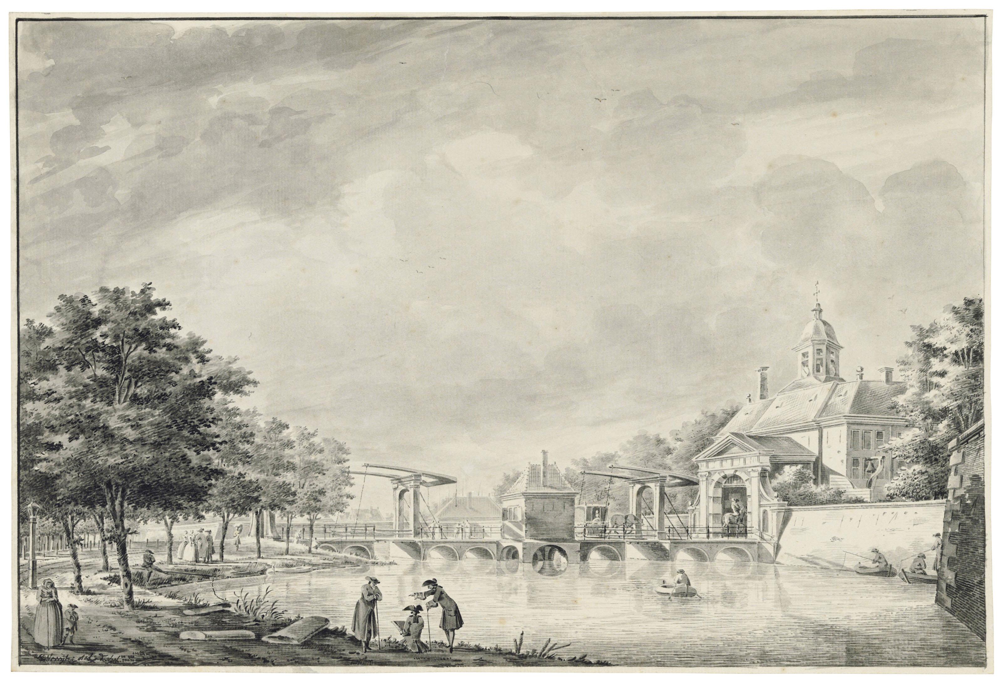 Dirk Verrijk - A view along the Singelgracht, with the Utrechtsepoort to the right, Amsterdam