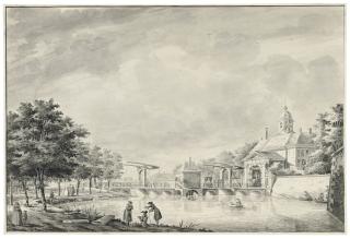 Dirk Verrijk - A view along the Singelgracht, with the Utrechtsepoort to the right, Amsterdam