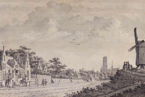 Dirk Verrijk - A view in Malines with the Church of Saint Rombouts