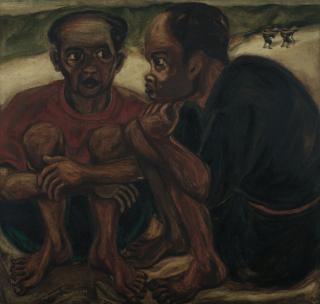 Djoko Pekik - Two Squatting Men